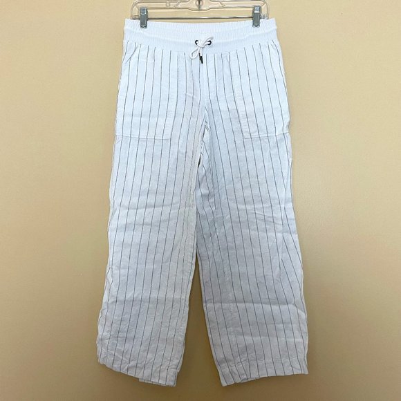 Athleta Bali Linen Striped Crop Pants Size 6T 6 TALL Beach Coastal Vacation - Picture 3 of 9
